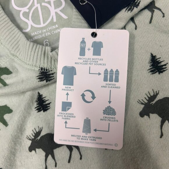 Chaser Kids Recycled Polyester Blend Light Moss Sweater With Moose Print - Picture 6 of 6